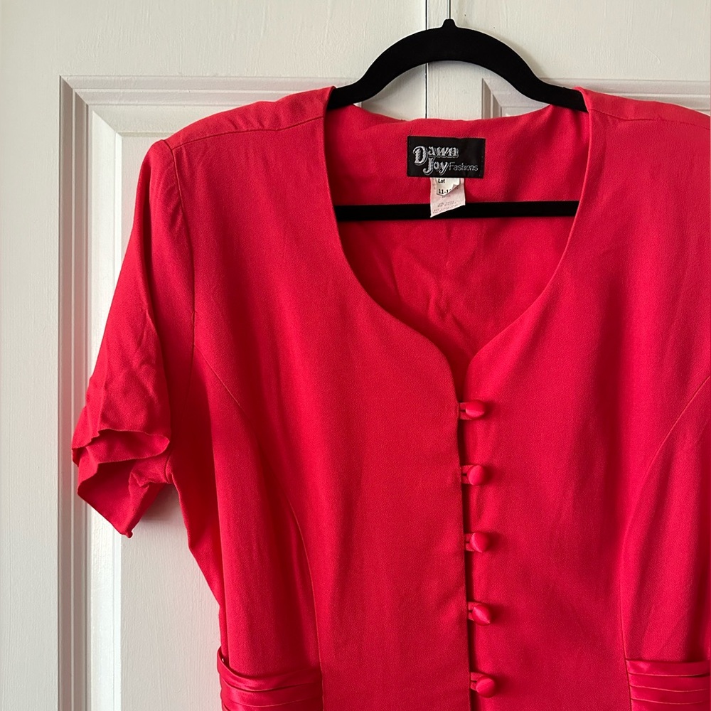 Vintage Dawn Joy Fashions 1980’s Watermelon Red Secretary Dress - Womens L/XL